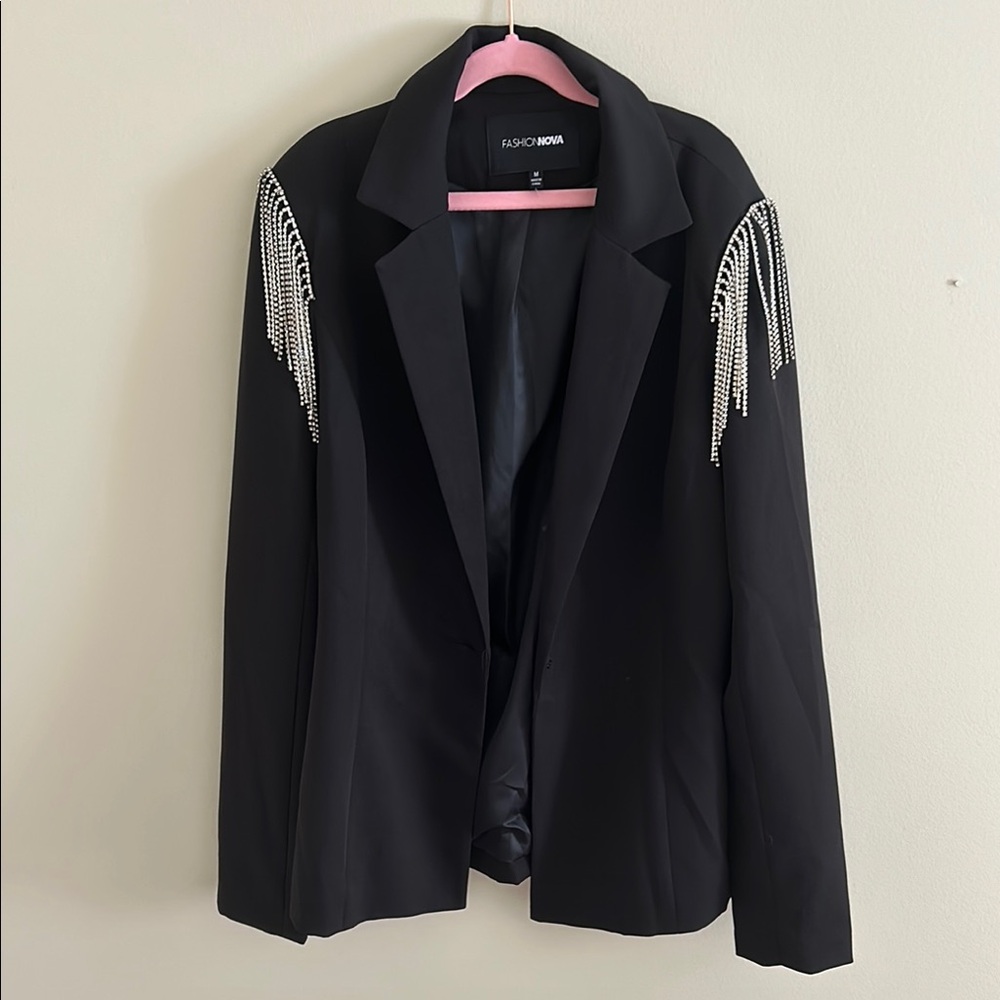 Fashion Nova Black Blazer with Silver Accents